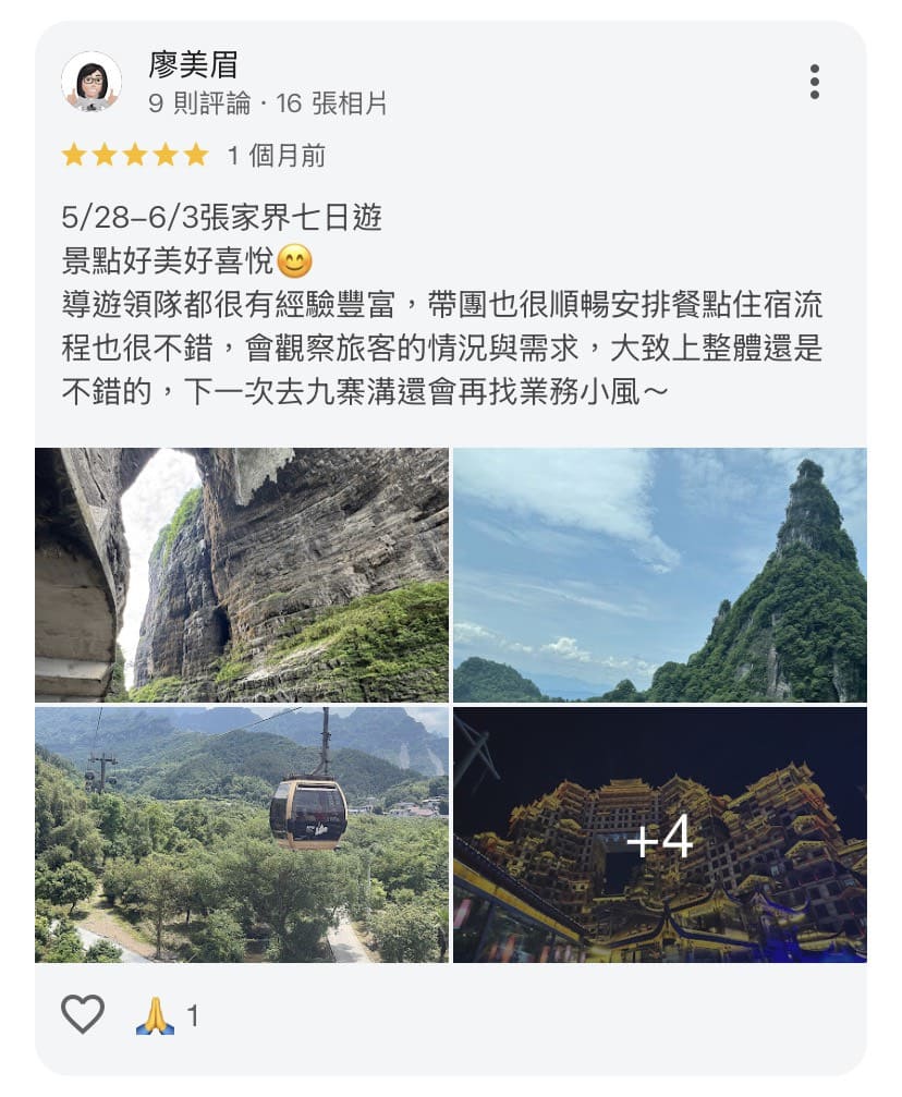 廖美眉 Google 評論截圖